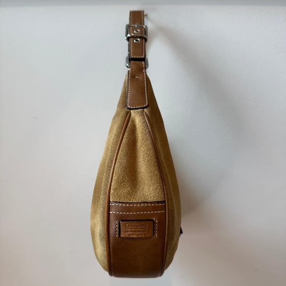 Vintage Coach Suede Crescent Ergo Hobo Shoulder Bag Buckle Flap Y2K G3Q-7557 - Picture 7 of 15